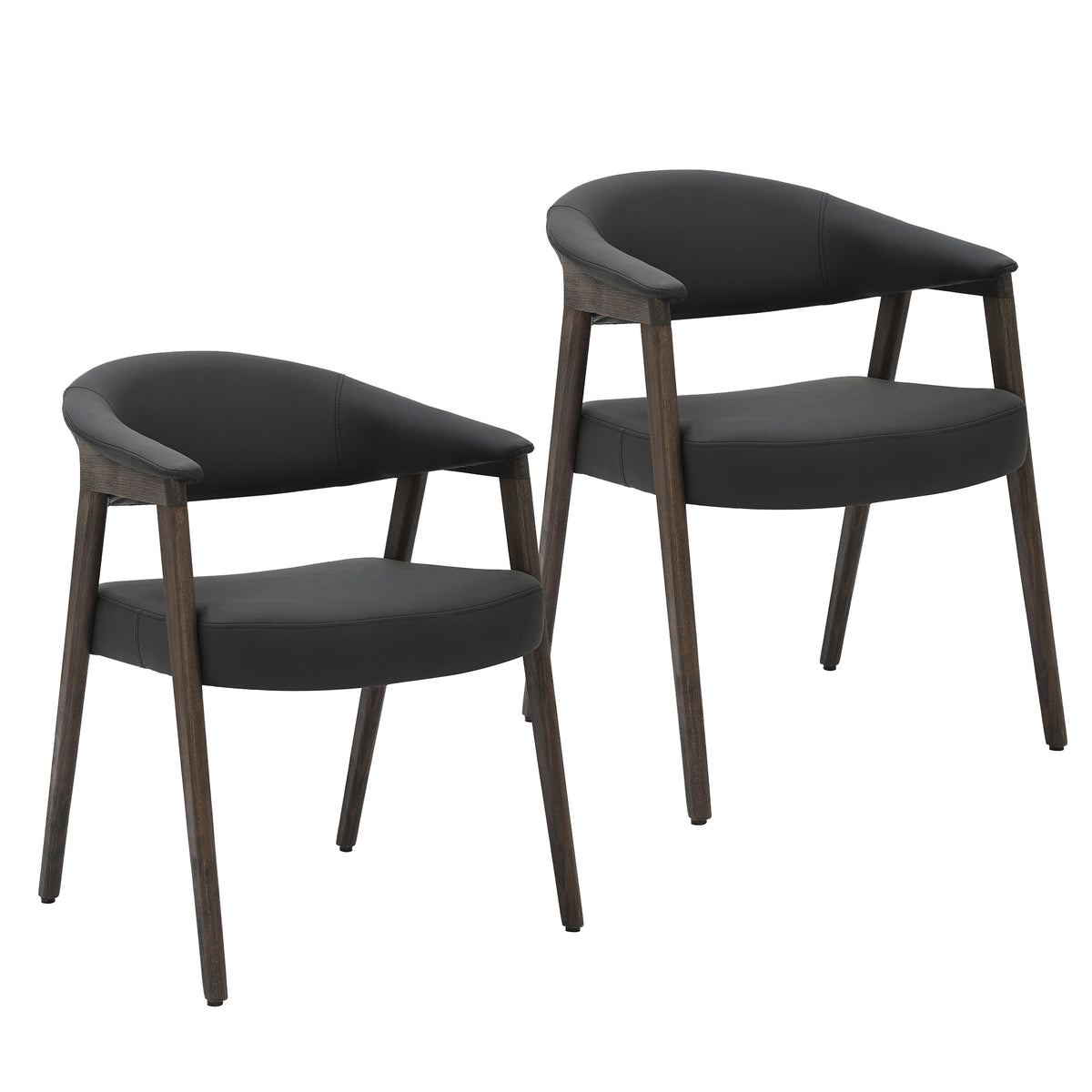 Wellson Dining Chair in Black and Dark Walnut