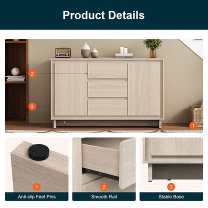 Modern Storage Cabinet with 2 Doors & 3 Drawers