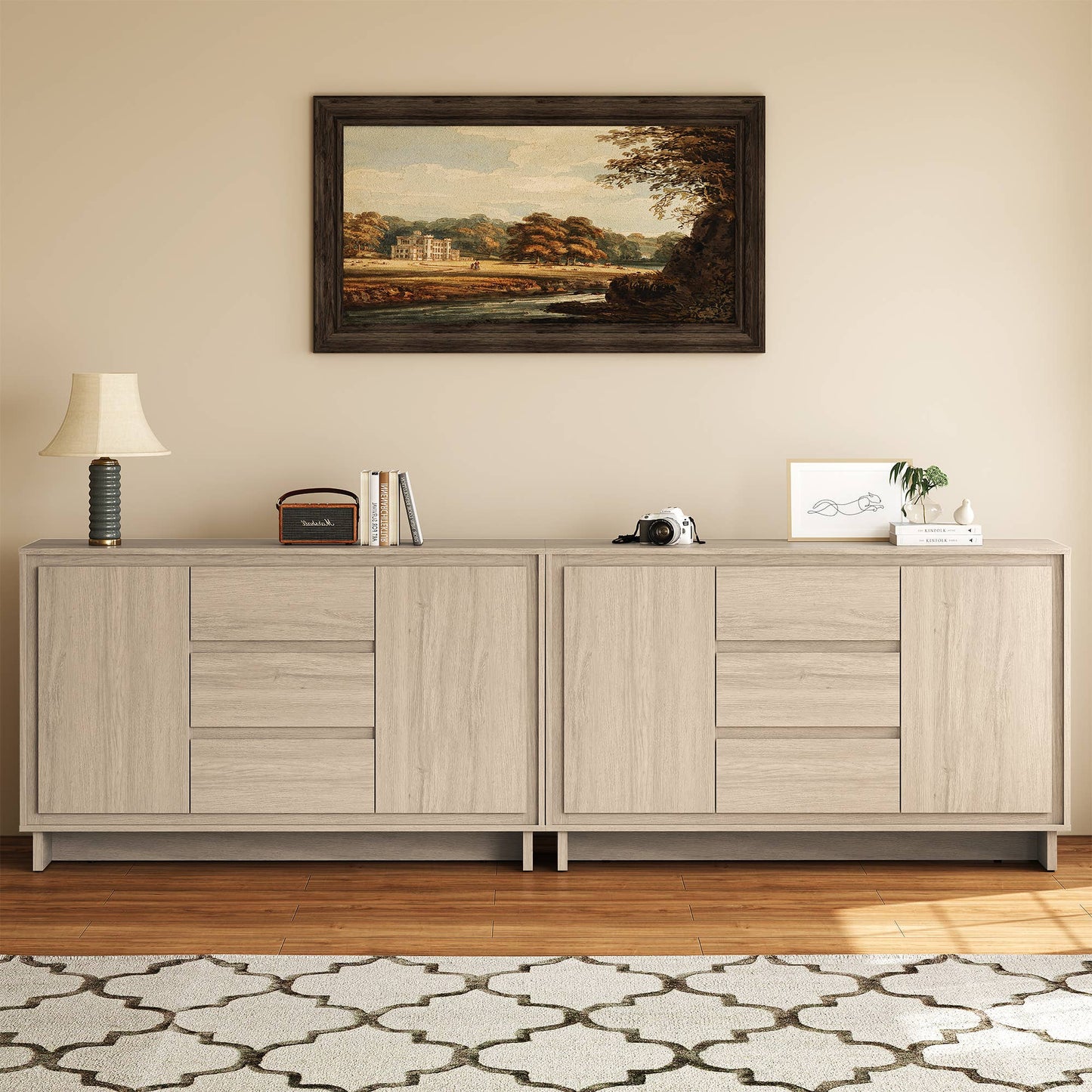 Modern Storage Cabinet with 2 Doors & 3 Drawers