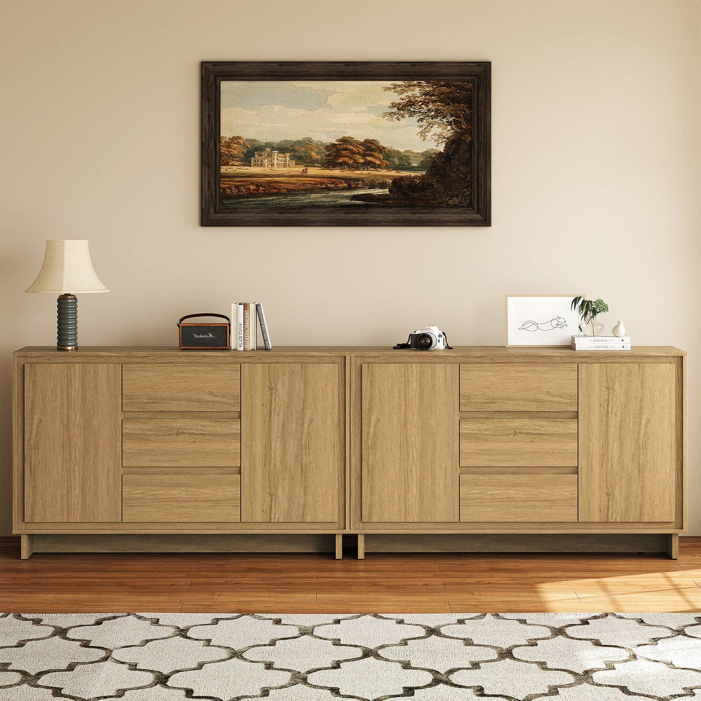 Modern Storage Cabinet with 2 Doors & 3 Drawers