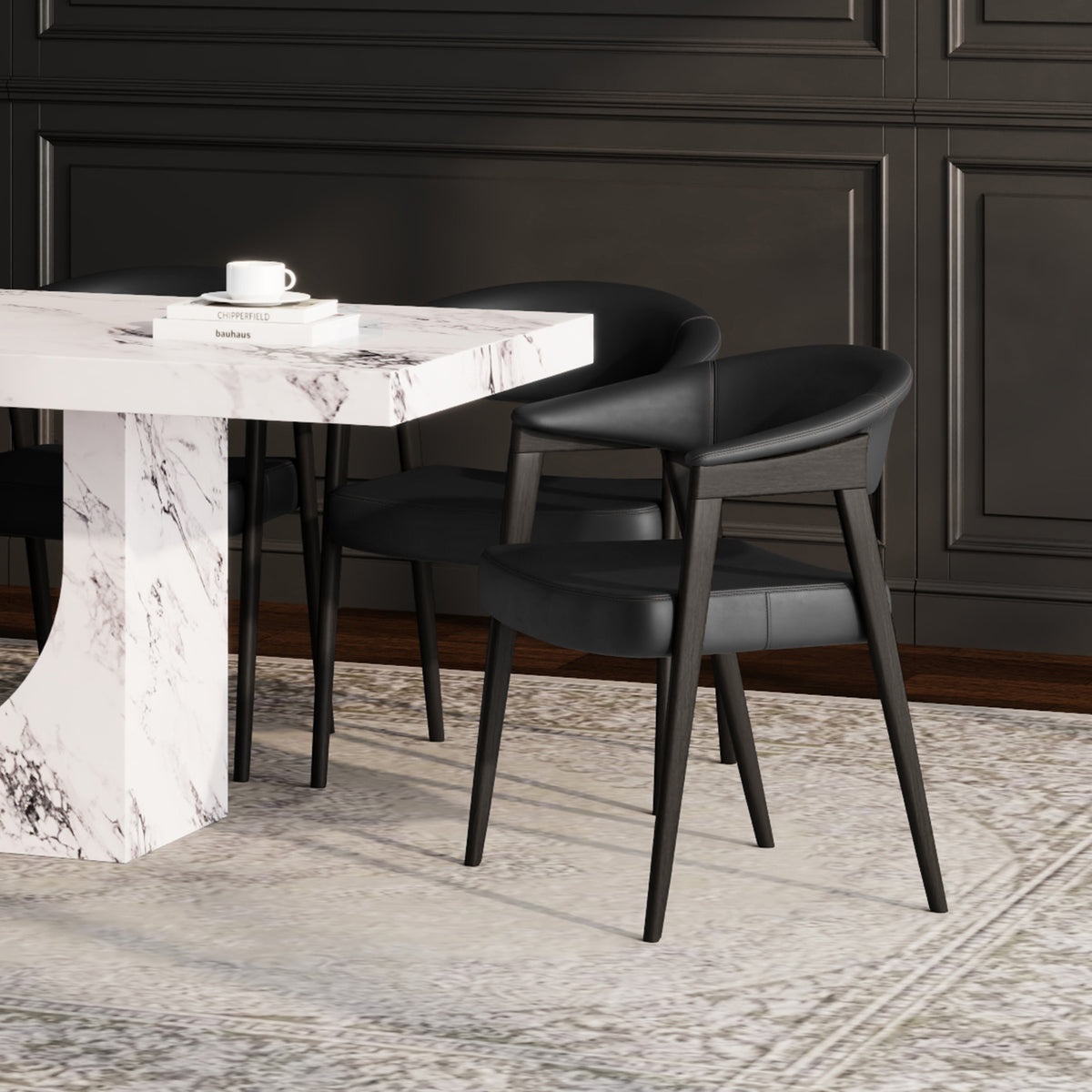 Wellson Dining Chair in Black and Dark Walnut