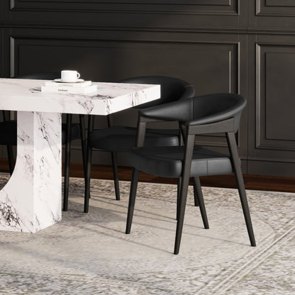 Wellson Dining Chair in Black and Dark Walnut